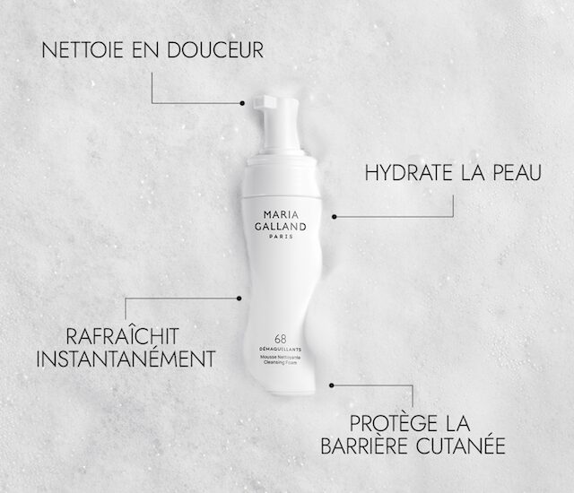 Mousse 68 nettoyante visage et cou disponible chez Fan Beauté